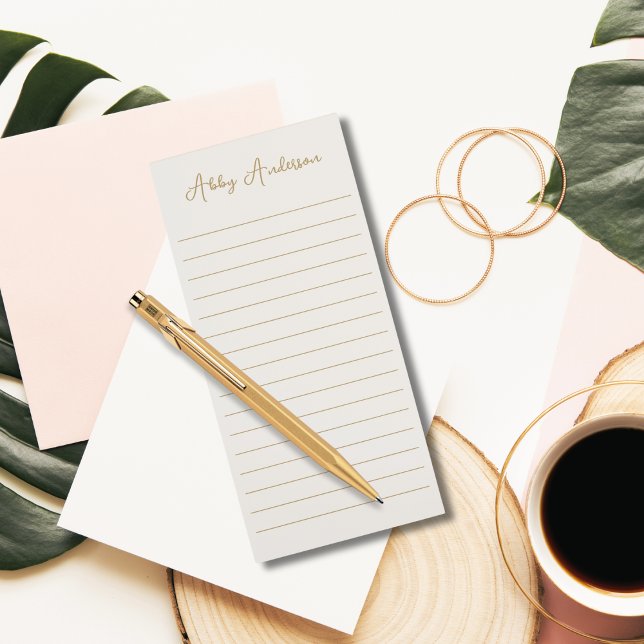 Simple Modern Minimalist Gold Script | Off White Magnetic Notepad (Creator Uploaded)