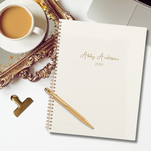 Simple Modern Minimalist Gold Script  Off White Planner