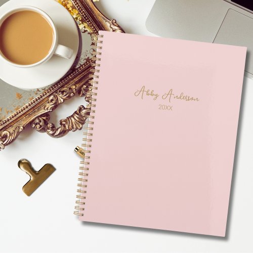 Simple Modern Minimalist Gold Script  Pink Planner