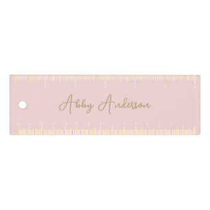 Simple Modern Minimalist Gold Script Pink Ruler