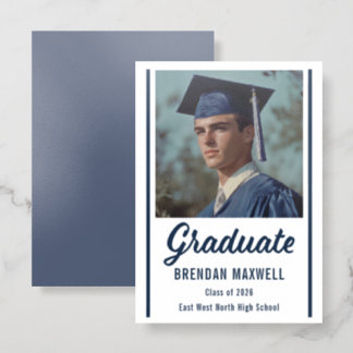 Simple Modern Minimalist Graduate Graduation Letterpress Photo Cards