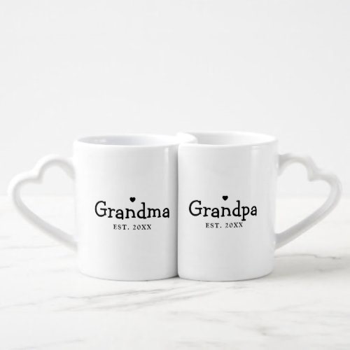 Simple Modern Minimalist Grandma  Grandpa Year Coffee Mug Set
