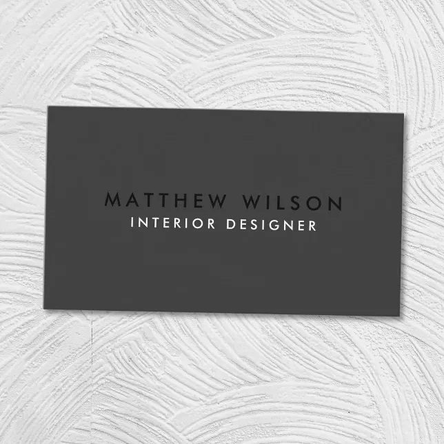 Simple Modern Minimalist Grey Black and White Business Card | Zazzle