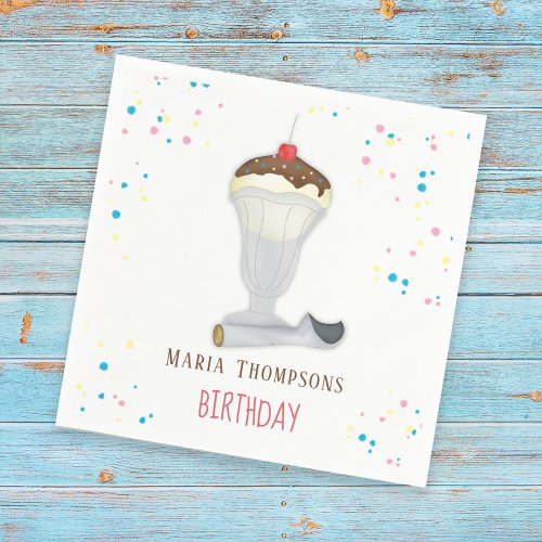 Simple Modern Minimalist Ice Cream Birthday Cute Napkins