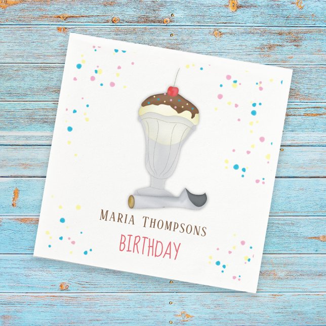 Simple Modern Minimalist Ice Cream Birthday Cute Napkins (Creator Uploaded)
