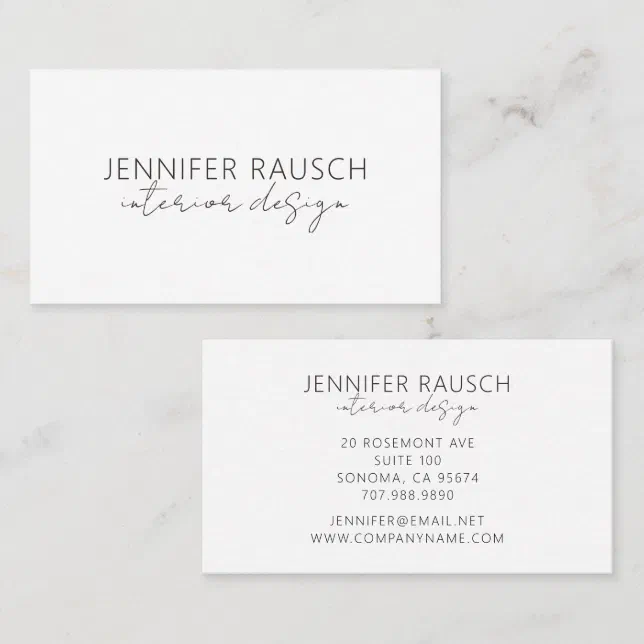 Simple Modern Minimalist Interior Designer Business Card | Zazzle