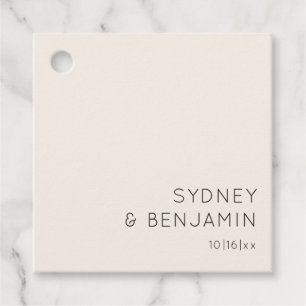 Simple Modern Minimalist Ivory Custom Wedding Favor Tags
