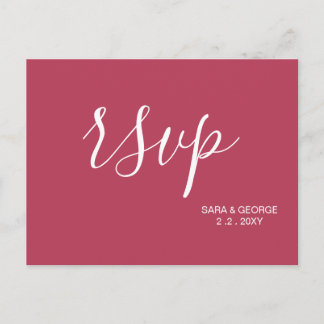 Simple Modern Minimalist Magenta RSVP Invitation Postcard