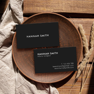 Simple Modern Minimalist Matte Black Business Card