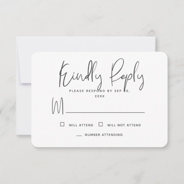 Simple Modern Minimalist Memories Memorial Reply RSVP Card (Front)