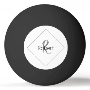 Simple Modern Minimalist Monogram Name White Black Ping Pong Ball