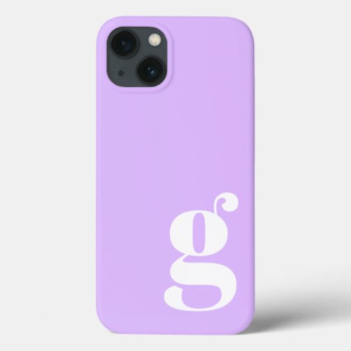 Simple Modern Minimalist Monogram Pastel Purple  iPhone 13 Case