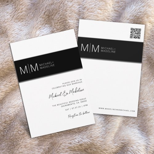 Simple Modern Minimalist Monogram Wedding Invitation