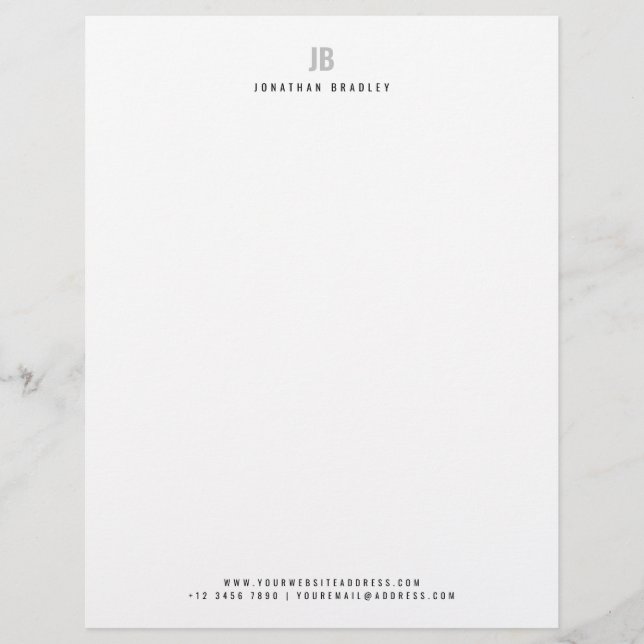 Simple Modern Minimalist Monogrammed Business Letterhead (Front)