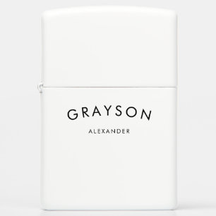 Simple Modern Minimalist Monogrammed Name Zippo Lighter