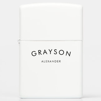 Simple Modern Minimalist Monogrammed Name Zippo Lighter