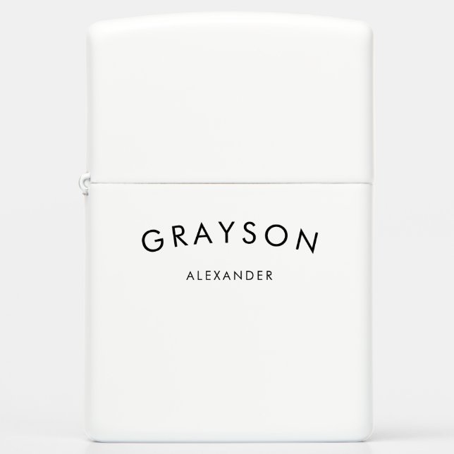 Simple Modern Minimalist Monogrammed Name Zippo Lighter (Front)