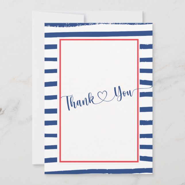 Simple Modern Minimalist Nautical Baby Shower  Thank You Card (Front)