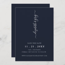 Simple Modern Minimalist Navy Save the Date  Announcement