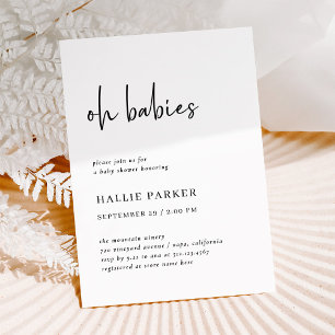 Simple Modern Minimalist Oh Babies Baby Shower Invitation