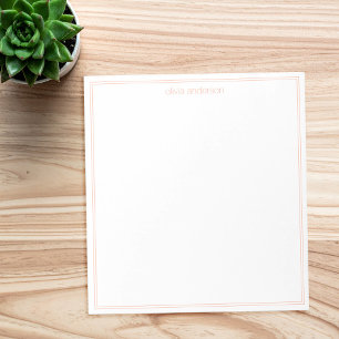 Simple Modern Minimalist Peach Two Border Monogram Notepad