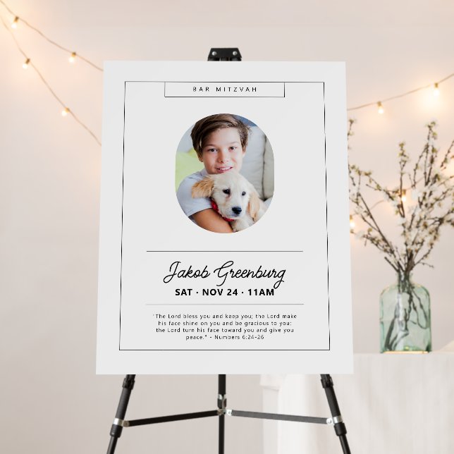 Simple Modern Minimalist Photo Bar Mitzvah Foam Board (In Situ (Stand))
