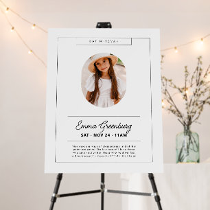 Simple Modern Minimalist Photo Bat Mitzvah Foam Board