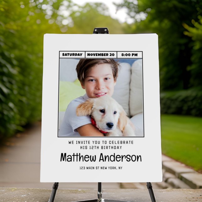 Simple Modern Minimalist Photo Birthday Party Foam Board (Creator Uploaded)