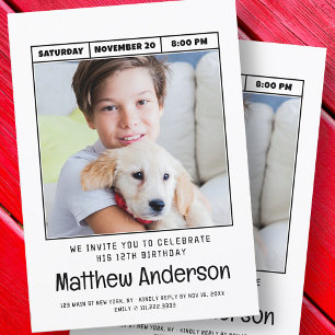 Simple Modern Minimalist Photo Birthday Party Invitation