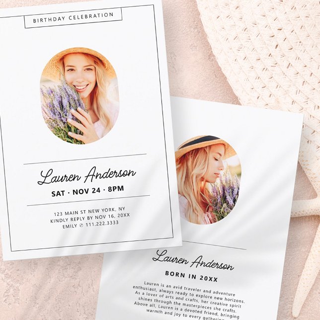 Simple Modern Minimalist Photo Birthday Party Invitation (Creator Uploaded)