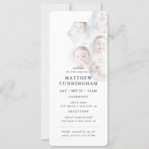 Simple Modern Minimalist Photo Collage Baptism Invitation