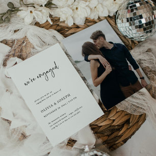 Simple Modern Minimalist Photo Engagement Party Invitation