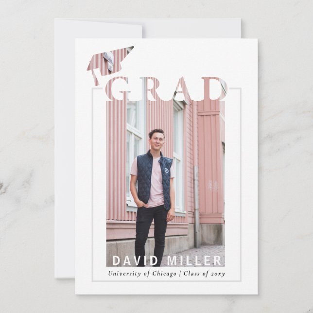 Simple Modern Minimalist Photo Graduation  Invitation (Front)