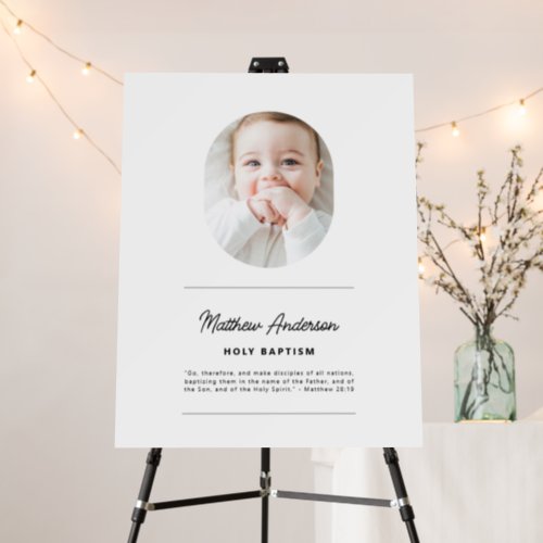 Simple Modern Minimalist Photo Holy Baptism Foam Board