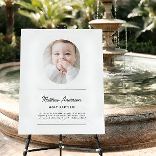 Simple Modern Minimalist Photo Holy Baptism Foam Board