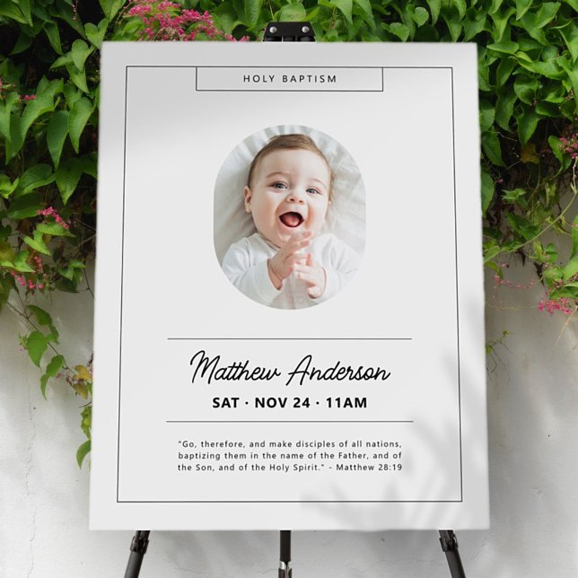 Simple Modern Minimalist Photo Holy Baptism Foam Board (Creator Uploaded)