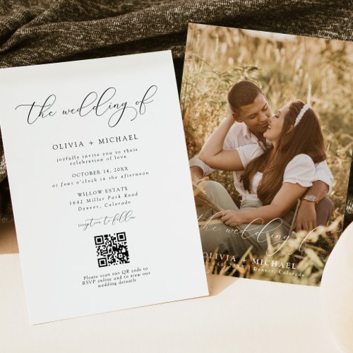 Simple Modern Minimalist Photo Wedding Invitation