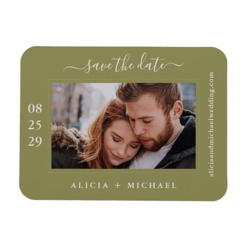Simple modern minimalist photo wedding save date magnet