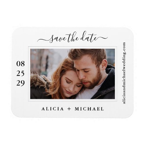 Simple modern minimalist photo wedding save date magnet
