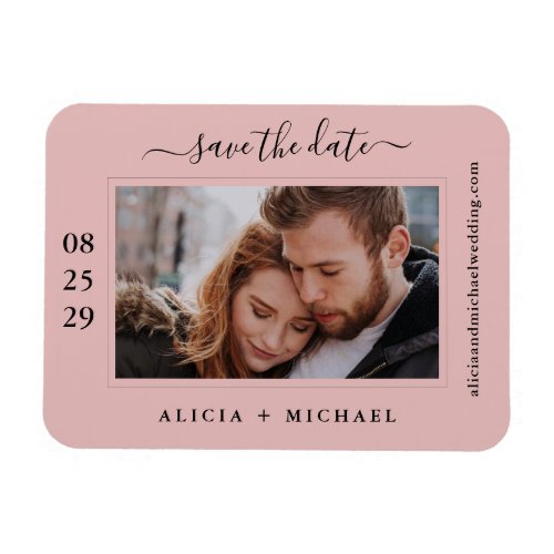 Simple modern minimalist photo wedding save date magnet