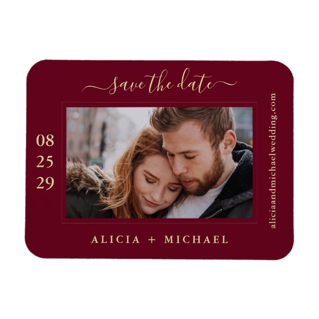 Simple modern minimalist photo wedding save date magnet (Horizontal)