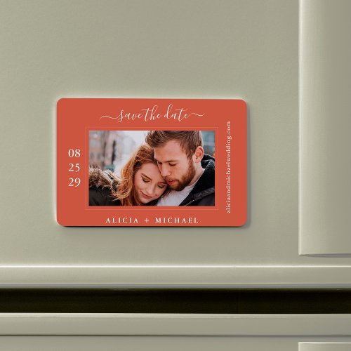 Simple modern minimalist photo wedding save date magnet