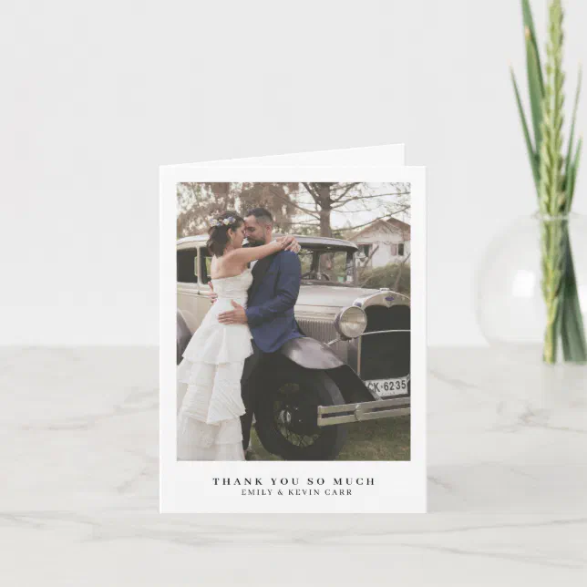 Simple Modern Minimalist Photo Wedding Thank You Card | Zazzle