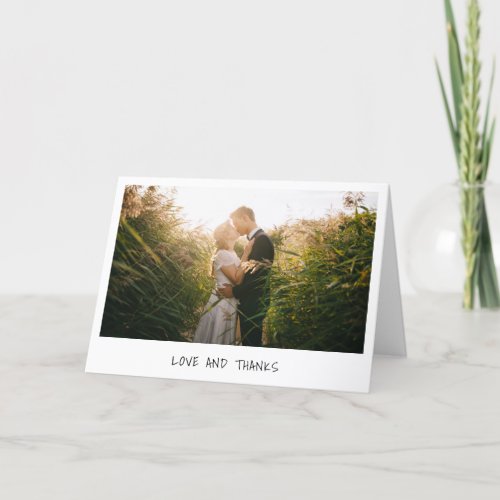 Simple Modern Minimalist Photo Wedding Thank You Card