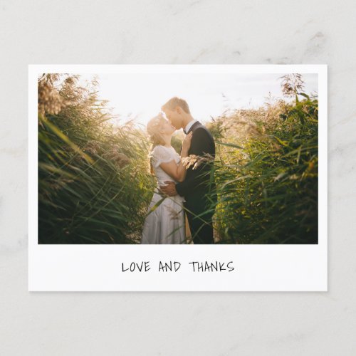 Simple Modern Minimalist Photo Wedding Thank You Postcard