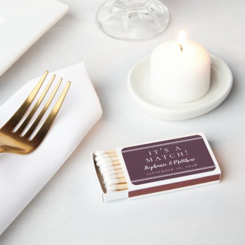 Simple Modern Minimalist Plum Wedding Favor Matchboxes