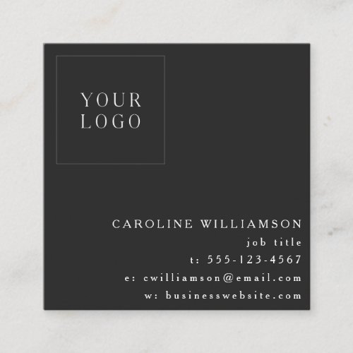 Simple Modern Minimalist Professional Logo Black Square Business Card