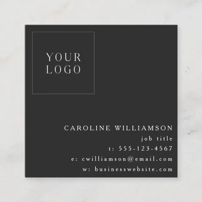Simple Modern Minimalist Professional Logo Black Square Business Card ...
