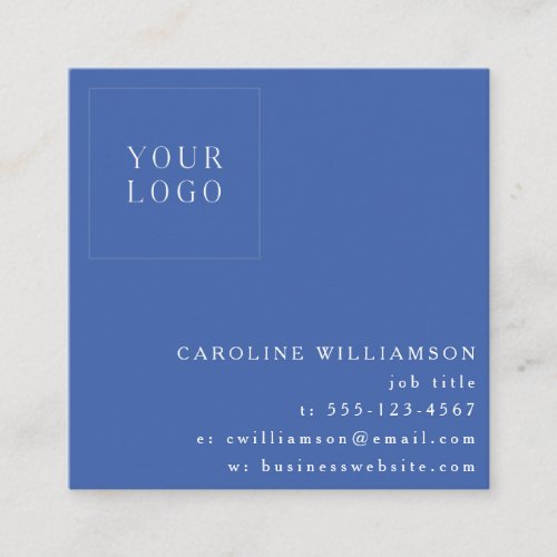 Simple Modern Minimalist Professional Logo Blue Square Business Card