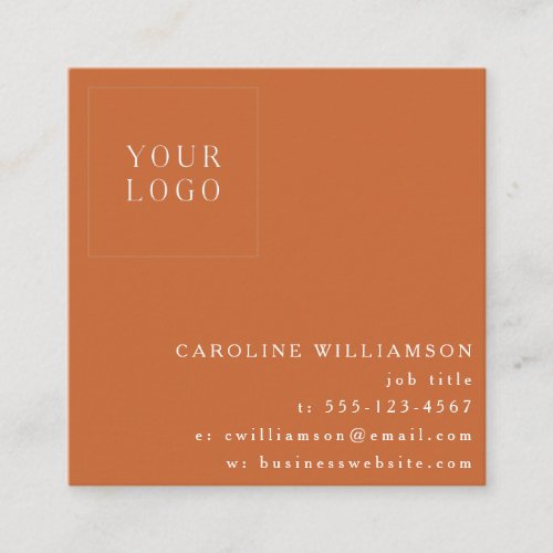 Simple Modern Minimalist Professional Logo Orange Square Business Card